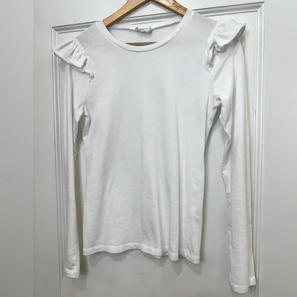 Frame denim long sleeve t shirt ruffle sleeves - Picture 2 of 5